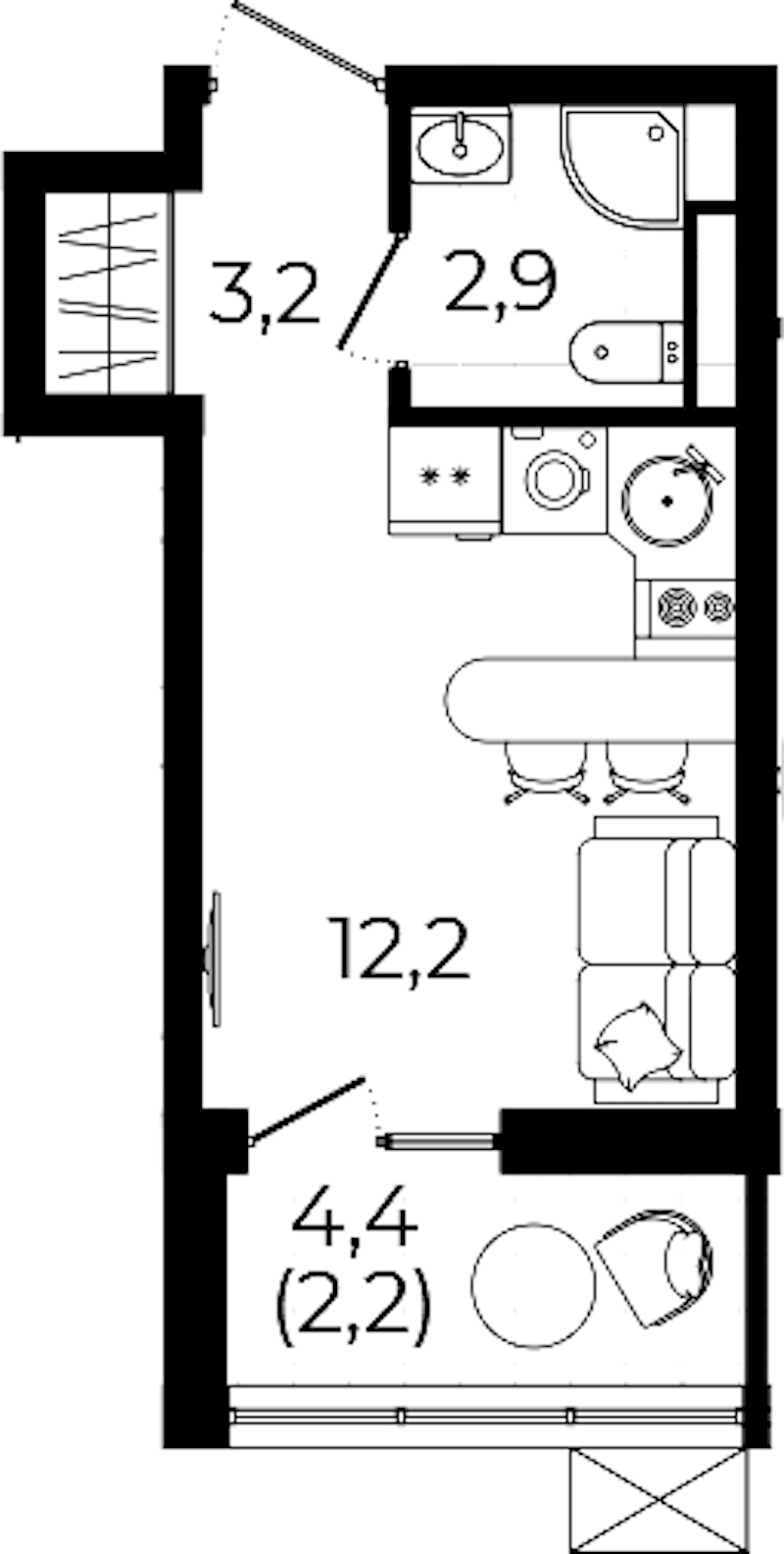Квартира студия 20.5 м², 9/12 эт., ЖК «А101 Всеволожск»